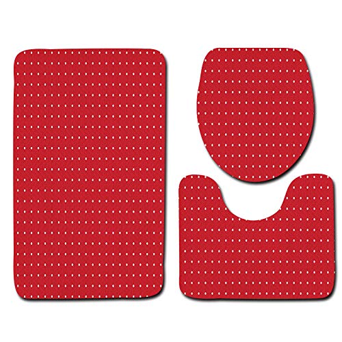 Badezimmermatte Eleganter Rotdruck rutschfeste Badmatte Waschbar Bath Mat Bad Vorleger Memory Schaum Badezimmerteppich U förmige WC Teppich Badteppich Set 50x80 cm von RMJCXYS