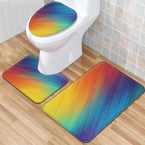 Badezimmermatte Elegantes Gelb Blau rutschfeste Badmatte Waschbar Bath Mat Bad Vorleger Memory Schaum Badezimmerteppich U förmige WC Teppich Badteppich Set 50x80 cm von RMJCXYS