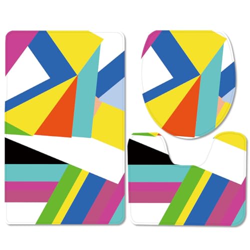 Badezimmermatte Gelb Blaue Geometrie rutschfeste Badmatte Waschbar Bath Mat Bad Vorleger Memory Schaum Badezimmerteppich U förmige WC Teppich Badteppich Set 50x80 cm Badezimmermatte Gelb Blaue Geometrie rutschfeste Badmatte Waschbar Bath Mat Bad Vorleger Memory Schaum Badezimmerteppich U förmige WC Teppich Badteppich Set 50x80 cm von RMJCXYS