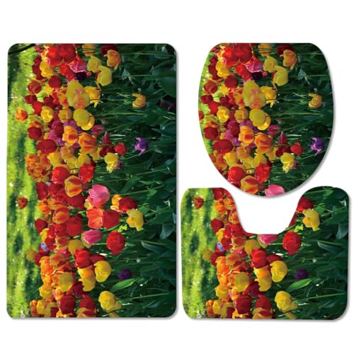 Badezimmermatte Gelb Rot Blumen rutschfeste Badmatte Waschbar Bath Mat Bad Vorleger Memory Schaum Badezimmerteppich U förmige WC Teppich Badteppich Set 50x80 cm Badezimmermatte Gelb Rot Blumen rutschfeste Badmatte Waschbar Bath Mat Bad Vorleger Memory Schaum Badezimmerteppich U förmige WC Teppich Badteppich Set 50x80 cm von RMJCXYS