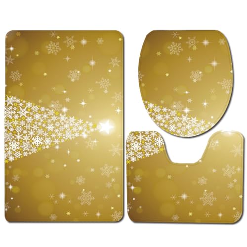 Badezimmermatte Goldener Schneeflockenbaum rutschfeste Badmatte Waschbar Bath Mat Bad Vorleger Memory Schaum Badezimmerteppich U förmige WC Teppich Badteppich Set 50x80 cm Badezimmermatte Goldener Schneeflockenbaum rutschfeste Badmatte Waschbar Bath Mat Bad Vorleger Memory Schaum Badezimmerteppich U förmige WC Teppich Badteppich Set 50x80 cm von RMJCXYS