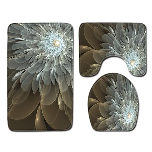 Badezimmermatte Grau Braune Blume rutschfeste Badmatte Waschbar Bath Mat Bad Vorleger Memory Schaum Badezimmerteppich U förmige WC Teppich Badteppich Set 50x80 cm Badezimmermatte Grau Braune Blume rutschfeste Badmatte Waschbar Bath Mat Bad Vorleger Memory Schaum Badezimmerteppich U förmige WC Teppich Badteppich Set 50x80 cm von RMJCXYS