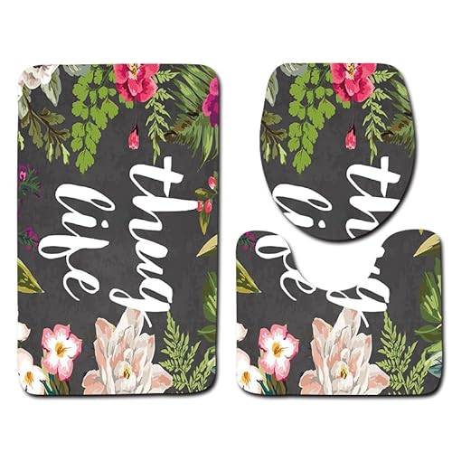Badezimmermatte Grau Grün Blumen rutschfeste Badmatte Waschbar Bath Mat Bad Vorleger Memory Schaum Badezimmerteppich U förmige WC Teppich Badteppich Set 50x80 cm Badezimmermatte Grau Grün Blumen rutschfeste Badmatte Waschbar Bath Mat Bad Vorleger Memory Schaum Badezimmerteppich U förmige WC Teppich Badteppich Set 50x80 cm von RMJCXYS
