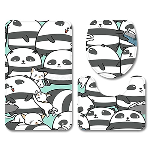 Badezimmermatte Grau Niedlich Panda rutschfeste Badmatte Waschbar Bath Mat Bad Vorleger Memory Schaum Badezimmerteppich U förmige WC Teppich Badteppich Set 45x75 cm von RMJCXYS