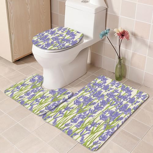Badezimmermatte Grün Lila Blumen rutschfeste Badmatte Waschbar Bath Mat Bad Vorleger Memory Schaum Badezimmerteppich U förmige WC Teppich Badteppich Set 50x80 cm Badezimmermatte Grün Lila Blumen rutschfeste Badmatte Waschbar Bath Mat Bad Vorleger Memory Schaum Badezimmerteppich U förmige WC Teppich Badteppich Set 50x80 cm von RMJCXYS