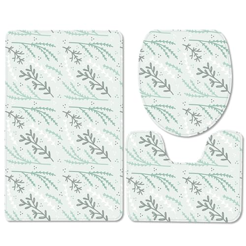 Badezimmermatte Grüne Blätter Blumen rutschfeste Badmatte Waschbar Bath Mat Bad Vorleger Memory Schaum Badezimmerteppich U förmige WC Teppich Badteppich Set 50x80 cm Badezimmermatte Grüne Blätter Blumen rutschfeste Badmatte Waschbar Bath Mat Bad Vorleger Memory Schaum Badezimmerteppich U förmige WC Teppich Badteppich Set 50x80 cm von RMJCXYS
