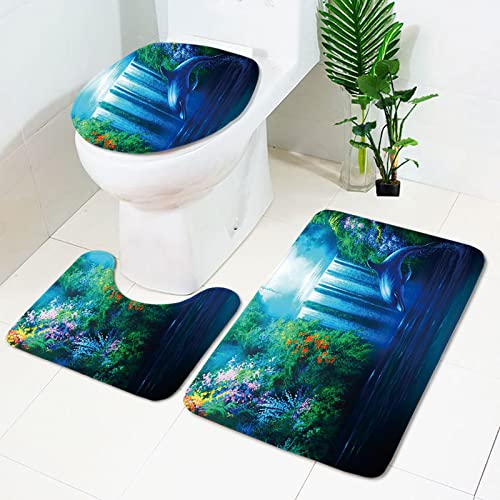 Badezimmermatte Grüne Blume Delphin rutschfeste Badmatte Waschbar Bath Mat Bad Vorleger Memory Schaum Badezimmerteppich U förmige WC Teppich Badteppich Set 50x80 cm Badezimmermatte Grüne Blume Delphin rutschfeste Badmatte Waschbar Bath Mat Bad Vorleger Memory Schaum Badezimmerteppich U förmige WC Teppich Badteppich Set 50x80 cm von RMJCXYS
