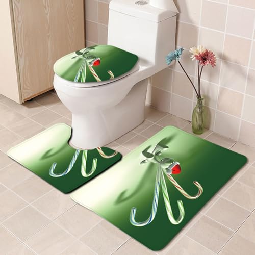 Badezimmermatte Grüne Weihnachtssüßigkeiten rutschfeste Badmatte Waschbar Bath Mat Bad Vorleger Memory Schaum Badezimmerteppich U förmige WC Teppich Badteppich Set 45x75 cm Badezimmermatte Grüne Weihnachtssüßigkeiten rutschfeste Badmatte Waschbar Bath Mat Bad Vorleger Memory Schaum Badezimmerteppich U förmige WC Teppich Badteppich Set 45x75 cm von RMJCXYS