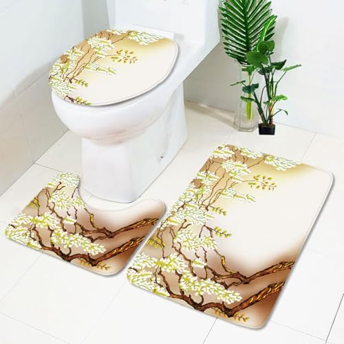Badezimmermatte Grüne Zweig Blume rutschfeste Badmatte Waschbar Bath Mat Bad Vorleger Memory Schaum Badezimmerteppich U förmige WC Teppich Badteppich Set 50x80 cm Badezimmermatte Grüne Zweig Blume rutschfeste Badmatte Waschbar Bath Mat Bad Vorleger Memory Schaum Badezimmerteppich U förmige WC Teppich Badteppich Set 50x80 cm von RMJCXYS