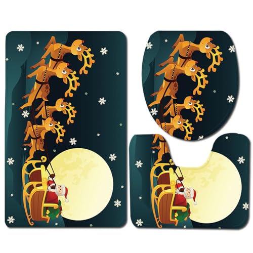 Badezimmermatte Grüner Mond Schlitten rutschfeste Badmatte Waschbar Bath Mat Bad Vorleger Memory Schaum Badezimmerteppich U förmige WC Teppich Badteppich Set 50x80 cm Badezimmermatte Grüner Mond Schlitten rutschfeste Badmatte Waschbar Bath Mat Bad Vorleger Memory Schaum Badezimmerteppich U förmige WC Teppich Badteppich Set 50x80 cm von RMJCXYS