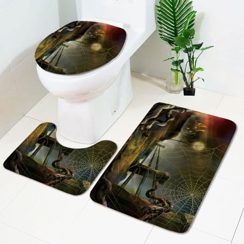 Badezimmermatte Grünes Spinnenweb rutschfeste Badmatte Waschbar Bath Mat Bad Vorleger Memory Schaum Badezimmerteppich U förmige WC Teppich Badteppich Set 50x80 cm Badezimmermatte Grünes Spinnenweb rutschfeste Badmatte Waschbar Bath Mat Bad Vorleger Memory Schaum Badezimmerteppich U förmige WC Teppich Badteppich Set 50x80 cm von RMJCXYS