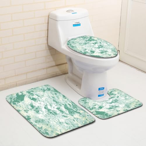 Badezimmermatte Grünstein Marmor rutschfeste Badmatte Waschbar Bath Mat Bad Vorleger Memory Schaum Badezimmerteppich U förmige WC Teppich Badteppich Set 50x80 cm von RMJCXYS