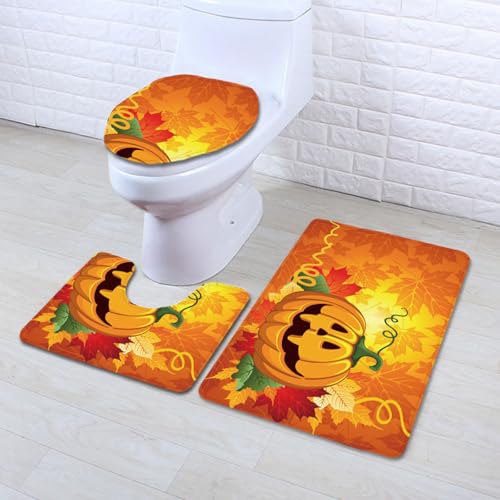 Badezimmermatte Kürbis Orange Blätter rutschfeste Badmatte Waschbar Bath Mat Bad Vorleger Memory Schaum Badezimmerteppich U förmige WC Teppich Badteppich Set 50x80 cm Badezimmermatte Kürbis Orange Blätter rutschfeste Badmatte Waschbar Bath Mat Bad Vorleger Memory Schaum Badezimmerteppich U förmige WC Teppich Badteppich Set 50x80 cm von RMJCXYS