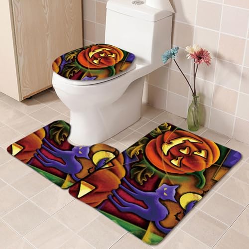 Badezimmermatte Kürbis Orange Katze rutschfeste Badmatte Waschbar Bath Mat Bad Vorleger Memory Schaum Badezimmerteppich U förmige WC Teppich Badteppich Set 45x75 cm Badezimmermatte Kürbis Orange Katze rutschfeste Badmatte Waschbar Bath Mat Bad Vorleger Memory Schaum Badezimmerteppich U förmige WC Teppich Badteppich Set 45x75 cm von RMJCXYS