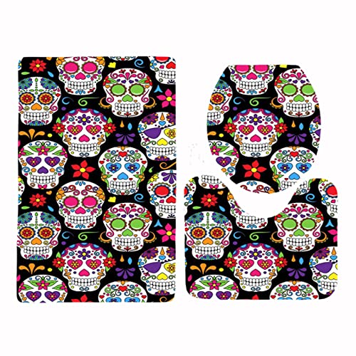 Badezimmermatte Lila Blume Schädel rutschfeste Badmatte Waschbar Bath Mat Bad Vorleger Memory Schaum Badezimmerteppich U förmige WC Teppich Badteppich Set 45x75 cm Badezimmermatte Lila Blume Schädel rutschfeste Badmatte Waschbar Bath Mat Bad Vorleger Memory Schaum Badezimmerteppich U förmige WC Teppich Badteppich Set 45x75 cm von RMJCXYS