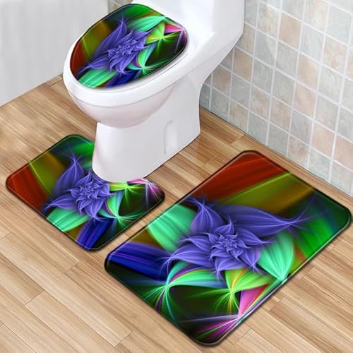 Badezimmermatte Lila Grüne Blumen rutschfeste Badmatte Waschbar Bath Mat Bad Vorleger Memory Schaum Badezimmerteppich U förmige WC Teppich Badteppich Set 50x80 cm Badezimmermatte Lila Grüne Blumen rutschfeste Badmatte Waschbar Bath Mat Bad Vorleger Memory Schaum Badezimmerteppich U förmige WC Teppich Badteppich Set 50x80 cm von RMJCXYS