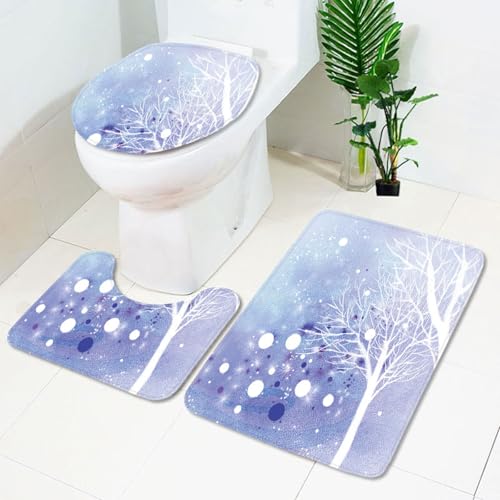 Badezimmermatte Lila Weiße Bäume rutschfeste Badmatte Waschbar Bath Mat Bad Vorleger Memory Schaum Badezimmerteppich U förmige WC Teppich Badteppich Set 45x75 cm Badezimmermatte Lila Weiße Bäume rutschfeste Badmatte Waschbar Bath Mat Bad Vorleger Memory Schaum Badezimmerteppich U förmige WC Teppich Badteppich Set 45x75 cm von RMJCXYS