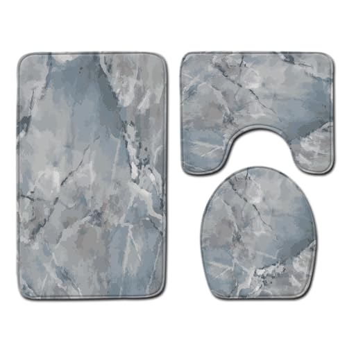 Badezimmermatte Marmor Grau Blau rutschfeste Badmatte Waschbar Bath Mat Bad Vorleger Memory Schaum Badezimmerteppich U förmige WC Teppich Badteppich Set 45x75 cm Badezimmermatte Marmor Grau Blau rutschfeste Badmatte Waschbar Bath Mat Bad Vorleger Memory Schaum Badezimmerteppich U förmige WC Teppich Badteppich Set 45x75 cm von RMJCXYS