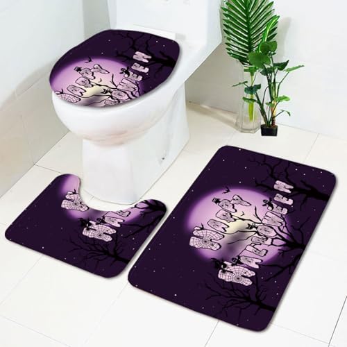 Badezimmermatte Mond Halloween Lila rutschfeste Badmatte Waschbar Bath Mat Bad Vorleger Memory Schaum Badezimmerteppich U förmige WC Teppich Badteppich Set 50x80 cm Badezimmermatte Mond Halloween Lila rutschfeste Badmatte Waschbar Bath Mat Bad Vorleger Memory Schaum Badezimmerteppich U förmige WC Teppich Badteppich Set 50x80 cm von RMJCXYS