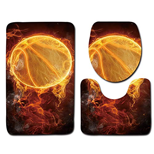 Badezimmermatte Orange Basketball Flammen rutschfeste Badmatte Waschbar Bath Mat Bad Vorleger Memory Schaum Badezimmerteppich U förmige WC Teppich Badteppich Set 45x75 cm Badezimmermatte Orange Basketball Flammen rutschfeste Badmatte Waschbar Bath Mat Bad Vorleger Memory Schaum Badezimmerteppich U förmige WC Teppich Badteppich Set 45x75 cm von RMJCXYS