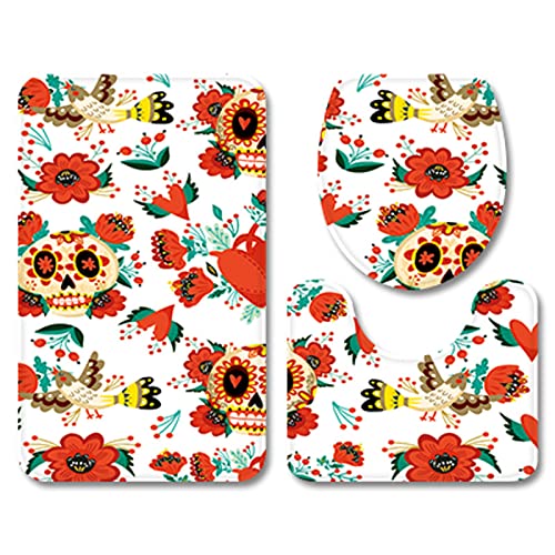 Badezimmermatte Orange Blume Schädel rutschfeste Badmatte Waschbar Bath Mat Bad Vorleger Memory Schaum Badezimmerteppich U förmige WC Teppich Badteppich Set 50x80 cm Badezimmermatte Orange Blume Schädel rutschfeste Badmatte Waschbar Bath Mat Bad Vorleger Memory Schaum Badezimmerteppich U förmige WC Teppich Badteppich Set 50x80 cm von RMJCXYS