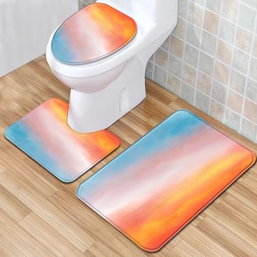 Badezimmermatte Orange Wolken Blau rutschfeste Badmatte Waschbar Bath Mat Bad Vorleger Memory Schaum Badezimmerteppich U förmige WC Teppich Badteppich Set 45x75 cm Badezimmermatte Orange Wolken Blau rutschfeste Badmatte Waschbar Bath Mat Bad Vorleger Memory Schaum Badezimmerteppich U förmige WC Teppich Badteppich Set 45x75 cm von RMJCXYS
