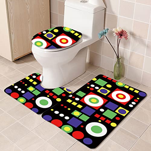Badezimmermatte Purpurgrüner Kreis rutschfeste Badmatte Waschbar Bath Mat Bad Vorleger Memory Schaum Badezimmerteppich U förmige WC Teppich Badteppich Set 50x80 cm von RMJCXYS