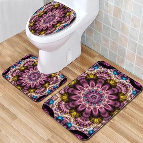Badezimmermatte Retro Rosa Mandala rutschfeste Badmatte Waschbar Bath Mat Bad Vorleger Memory Schaum Badezimmerteppich U förmige WC Teppich Badteppich Set 50x80 cm Badezimmermatte Retro Rosa Mandala rutschfeste Badmatte Waschbar Bath Mat Bad Vorleger Memory Schaum Badezimmerteppich U förmige WC Teppich Badteppich Set 50x80 cm von RMJCXYS