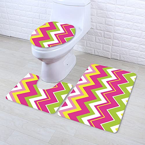 Badezimmermatte Ripple Rosa Grün rutschfeste Badmatte Waschbar Bath Mat Bad Vorleger Memory Schaum Badezimmerteppich U förmige WC Teppich Badteppich Set 45x75 cm von RMJCXYS