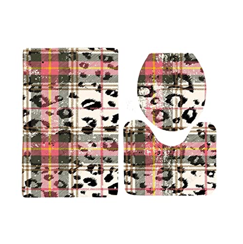 Badezimmermatte Rosa Beige Retro rutschfeste Badmatte Waschbar Bath Mat Bad Vorleger Memory Schaum Badezimmerteppich U förmige WC Teppich Badteppich Set 50x80 cm von RMJCXYS