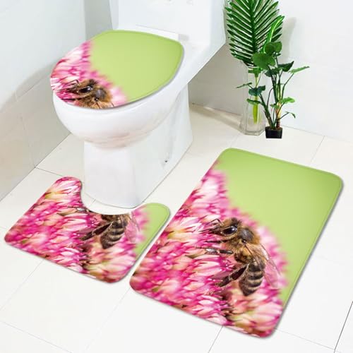 Badezimmermatte Rosa Blume Biene rutschfeste Badmatte Waschbar Bath Mat Bad Vorleger Memory Schaum Badezimmerteppich U förmige WC Teppich Badteppich Set 50x80 cm Badezimmermatte Rosa Blume Biene rutschfeste Badmatte Waschbar Bath Mat Bad Vorleger Memory Schaum Badezimmerteppich U förmige WC Teppich Badteppich Set 50x80 cm von RMJCXYS