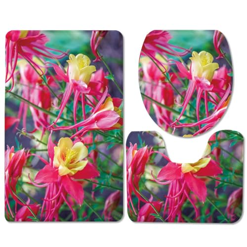 Badezimmermatte Rosa Gelbe Blumen rutschfeste Badmatte Waschbar Bath Mat Bad Vorleger Memory Schaum Badezimmerteppich U förmige WC Teppich Badteppich Set 45x75 cm Badezimmermatte Rosa Gelbe Blumen rutschfeste Badmatte Waschbar Bath Mat Bad Vorleger Memory Schaum Badezimmerteppich U förmige WC Teppich Badteppich Set 45x75 cm von RMJCXYS