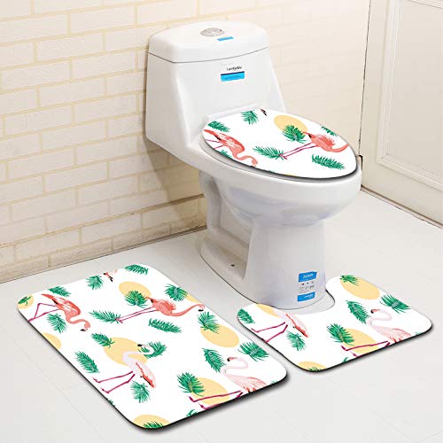 Badezimmermatte Rosa Grün Flamingo rutschfeste Badmatte Waschbar Bath Mat Bad Vorleger Memory Schaum Badezimmerteppich U förmige WC Teppich Badteppich Set 45x75 cm Badezimmermatte Rosa Grün Flamingo rutschfeste Badmatte Waschbar Bath Mat Bad Vorleger Memory Schaum Badezimmerteppich U förmige WC Teppich Badteppich Set 45x75 cm von RMJCXYS