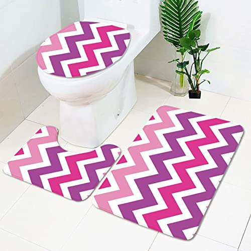 Badezimmermatte Rosa Lila Streifen rutschfeste Badmatte Waschbar Bath Mat Bad Vorleger Memory Schaum Badezimmerteppich U förmige WC Teppich Badteppich Set 45x75 cm Badezimmermatte Rosa Lila Streifen rutschfeste Badmatte Waschbar Bath Mat Bad Vorleger Memory Schaum Badezimmerteppich U förmige WC Teppich Badteppich Set 45x75 cm von RMJCXYS