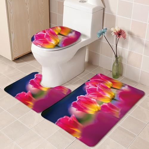 Badezimmermatte Rosablaue Blume rutschfeste Badmatte Waschbar Bath Mat Bad Vorleger Memory Schaum Badezimmerteppich U förmige WC Teppich Badteppich Set 45x75 cm Badezimmermatte Rosablaue Blume rutschfeste Badmatte Waschbar Bath Mat Bad Vorleger Memory Schaum Badezimmerteppich U förmige WC Teppich Badteppich Set 45x75 cm von RMJCXYS