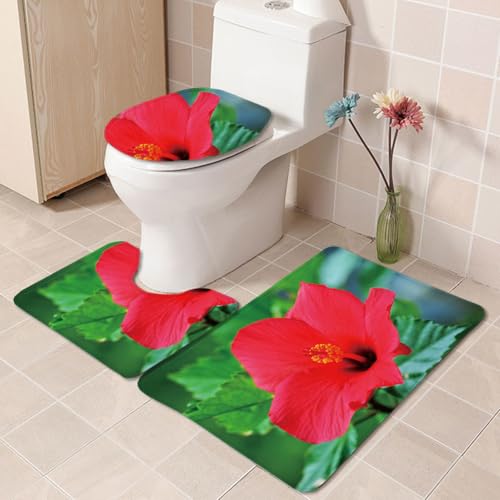 Badezimmermatte Rote Grüne Blumen rutschfeste Badmatte Waschbar Bath Mat Bad Vorleger Memory Schaum Badezimmerteppich U förmige WC Teppich Badteppich Set 50x80 cm Badezimmermatte Rote Grüne Blumen rutschfeste Badmatte Waschbar Bath Mat Bad Vorleger Memory Schaum Badezimmerteppich U förmige WC Teppich Badteppich Set 50x80 cm von RMJCXYS