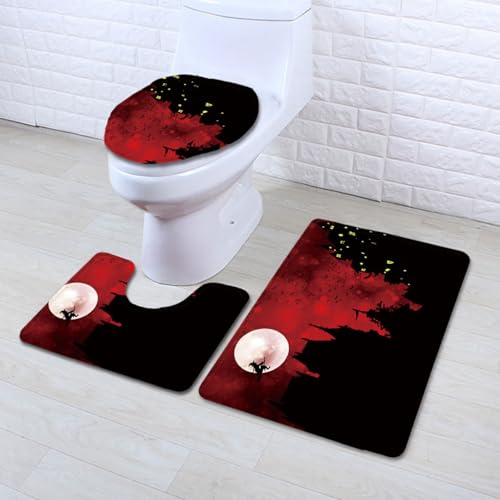 Badezimmermatte Roter Halloween Mond rutschfeste Badmatte Waschbar Bath Mat Bad Vorleger Memory Schaum Badezimmerteppich U förmige WC Teppich Badteppich Set 50x80 cm Badezimmermatte Roter Halloween Mond rutschfeste Badmatte Waschbar Bath Mat Bad Vorleger Memory Schaum Badezimmerteppich U förmige WC Teppich Badteppich Set 50x80 cm von RMJCXYS