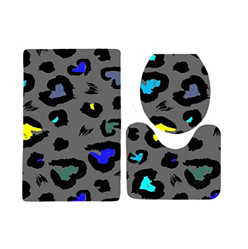 Badezimmermatte Schwarz Grau Herz rutschfeste Badmatte Waschbar Bath Mat Bad Vorleger Memory Schaum Badezimmerteppich U förmige WC Teppich Badteppich Set 50x80 cm von RMJCXYS