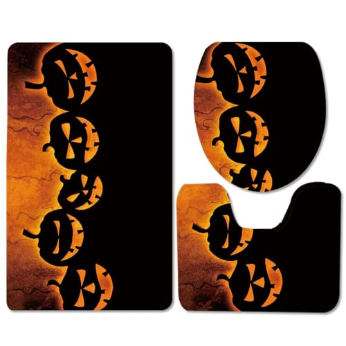Badezimmermatte Schwarz Orange Kürbis rutschfeste Badmatte Waschbar Bath Mat Bad Vorleger Memory Schaum Badezimmerteppich U förmige WC Teppich Badteppich Set 45x75 cm Badezimmermatte Schwarz Orange Kürbis rutschfeste Badmatte Waschbar Bath Mat Bad Vorleger Memory Schaum Badezimmerteppich U förmige WC Teppich Badteppich Set 45x75 cm von RMJCXYS