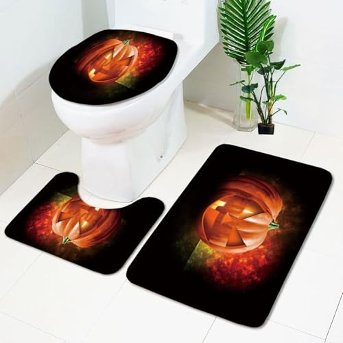 Badezimmermatte Schwarzer Roter Kürbis rutschfeste Badmatte Waschbar Bath Mat Bad Vorleger Memory Schaum Badezimmerteppich U förmige WC Teppich Badteppich Set 45x75 cm Badezimmermatte Schwarzer Roter Kürbis rutschfeste Badmatte Waschbar Bath Mat Bad Vorleger Memory Schaum Badezimmerteppich U förmige WC Teppich Badteppich Set 45x75 cm von RMJCXYS