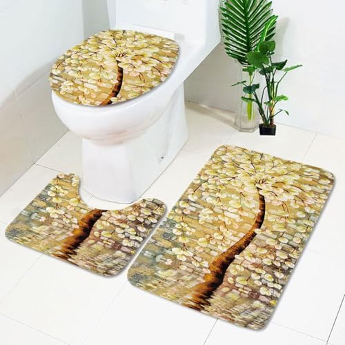Badezimmermatte Vintage Gelber Baum rutschfeste Badmatte Waschbar Bath Mat Bad Vorleger Memory Schaum Badezimmerteppich U förmige WC Teppich Badteppich Set 50x80 cm Badezimmermatte Vintage Gelber Baum rutschfeste Badmatte Waschbar Bath Mat Bad Vorleger Memory Schaum Badezimmerteppich U förmige WC Teppich Badteppich Set 50x80 cm von RMJCXYS