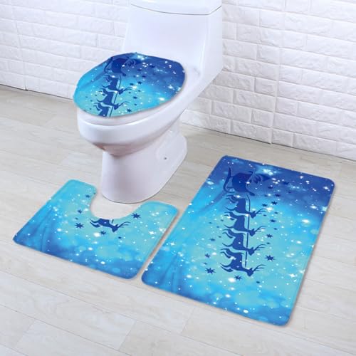 Badezimmermatte Weihnachtsschlitten Blau rutschfeste Badmatte Waschbar Bath Mat Bad Vorleger Memory Schaum Badezimmerteppich U förmige WC Teppich Badteppich Set 50x80 cm Badezimmermatte Weihnachtsschlitten Blau rutschfeste Badmatte Waschbar Bath Mat Bad Vorleger Memory Schaum Badezimmerteppich U förmige WC Teppich Badteppich Set 50x80 cm von RMJCXYS