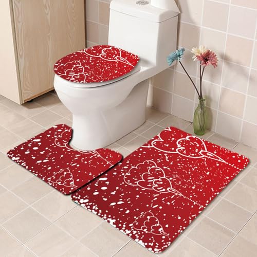 Badezimmermatte Weiß Rot Drucken rutschfeste Badmatte Waschbar Bath Mat Bad Vorleger Memory Schaum Badezimmerteppich U förmige WC Teppich Badteppich Set 50x80 cm Badezimmermatte Weiß Rot Drucken rutschfeste Badmatte Waschbar Bath Mat Bad Vorleger Memory Schaum Badezimmerteppich U förmige WC Teppich Badteppich Set 50x80 cm von RMJCXYS