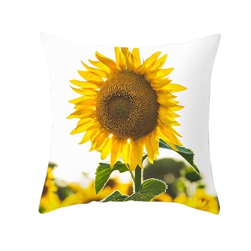 Kissenbezug 80x80 Sonnenblumen Gelb Outdoor Kissenbezug Polyester Quadrat Sofakissen Dekokissen Atmungskativ Weich Kissenhüllen Waschbar Cushion Cover mit Reißverschluss von RMJCXYS
