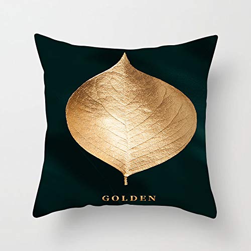 Kissenhülle 45x45 Dunkelgrünes Gold Sofakissen Weicher Polyester Outdoor Kissen Pillow Cover Quadrat Dekokissen Atmungskativ Cushion Cover Waschbar Kissenbezüge von RMJCXYS