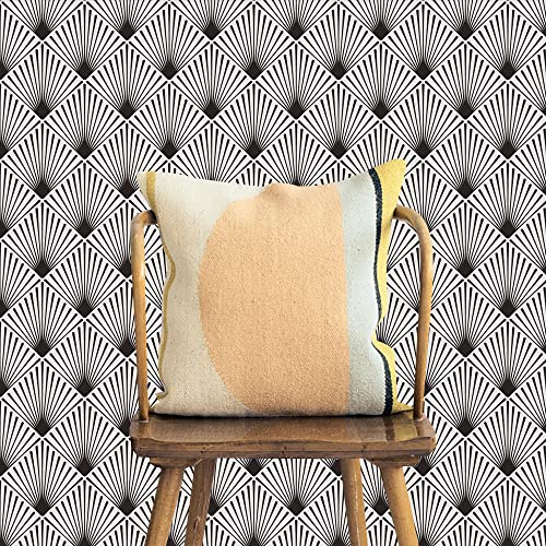 Klebefolie Möbel Abstrakt Schwarz Beige Selbstklebende Folie Vinyl Selbstklebende Tapete Wasserdicht Möbelfolie Dekorative Wandtapete Wohnzimmer Schrank Tapeten 2P (40x250 cm) von RMJCXYS