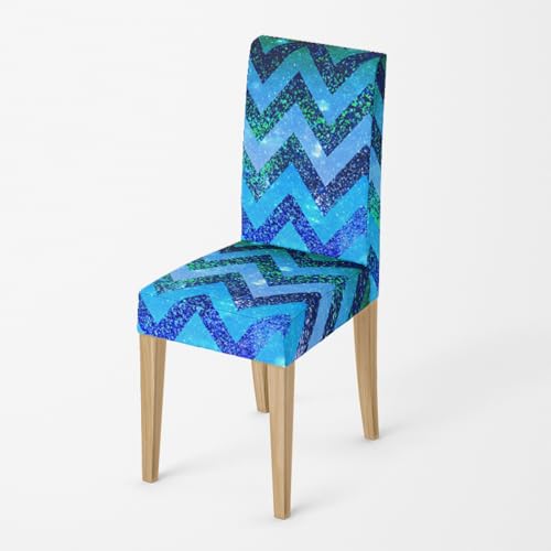Stuhlhussen Blaue Grüne Wellen Stuhlhussen Schwingstuhl Stretch Polyester Spandex Stuhlbezug Universell Küchenstühle rutschfest Waschbarer Hussen für Stühle (2er Set) von RMJCXYS