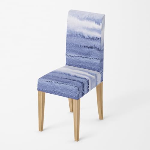 Stuhlhussen Grau Blau Weiß Stuhlhussen Schwingstuhl Stretch Polyester Spandex Stuhlbezug Universell Küchenstühle rutschfest Waschbarer Hussen für Stühle (2er Set) von RMJCXYS