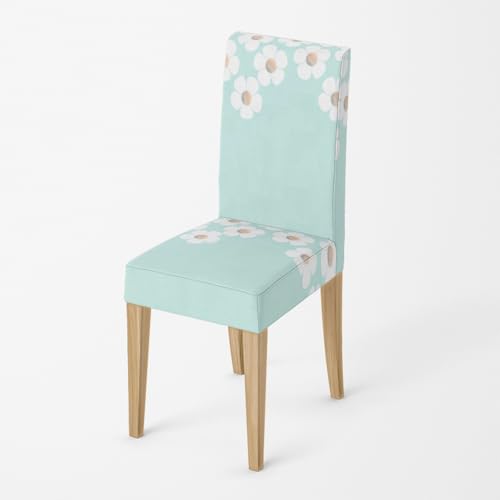 Stuhlhussen Grüne Weiße Blumen Stuhlhussen Schwingstuhl Stretch Polyester Spandex Stuhlbezug Universell Küchenstühle rutschfest Waschbarer Hussen für Stühle (2er Set) von RMJCXYS
