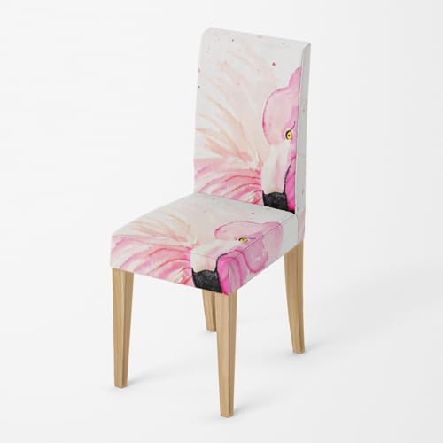 Stuhlhussen Schwarzer Flamingo Stuhlhussen Schwingstuhl Stretch Polyester Spandex Stuhlbezug Universell Küchenstühle rutschfest Waschbarer Hussen für Stühle (2er Set) von RMJCXYS